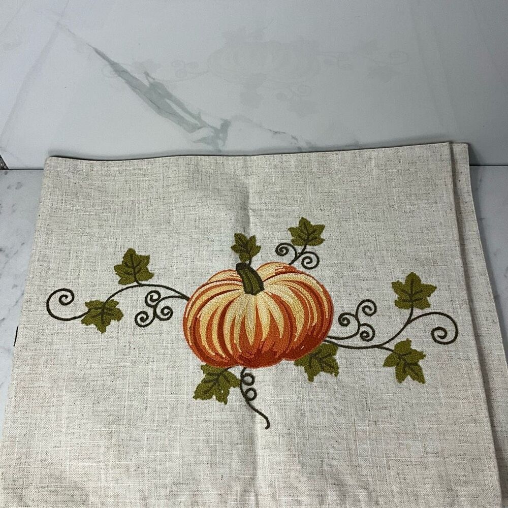 INSPIRED TREASURES Pumpkin Embroidered Table Runner